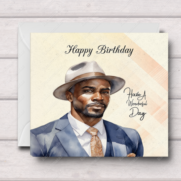 Black Man Birthday Card F